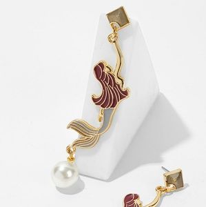Swimming Mermaid with Pearls Earrings